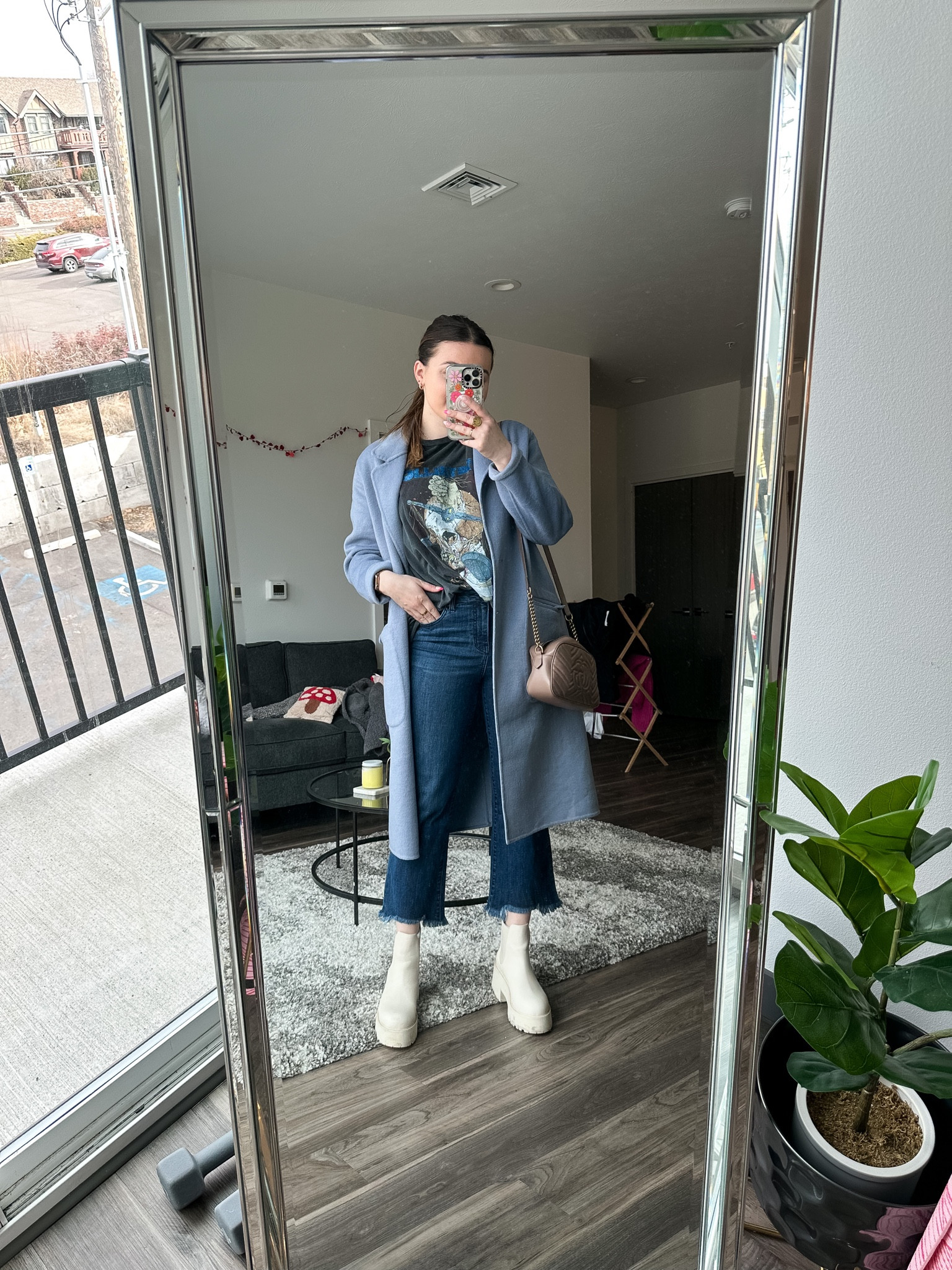 Edgy and casual winter outfit idea. Featuring kick flare jeans and Chelsea boots. 

I’m wear a XS coat, L/XL tee, size 30 jeans and size 9 boots

#LTKSeasonal #LTKstyletip #LTKshoecrush