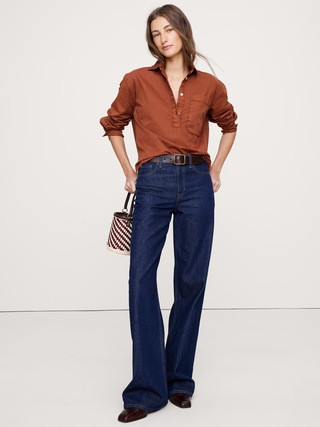 Cotton Twill Popover Shirt | Banana Republic (US)