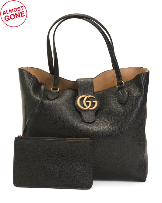 Made In Italy Leather Dahlia Double G Large E And W Tote With Pouch | TJ Maxx