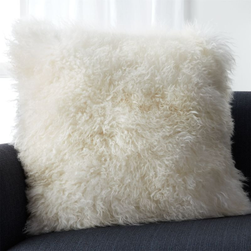 Pelliccia Ivory 23" Pillow with Feather-Down Insert + Reviews | Crate and Barrel | Crate & Barrel