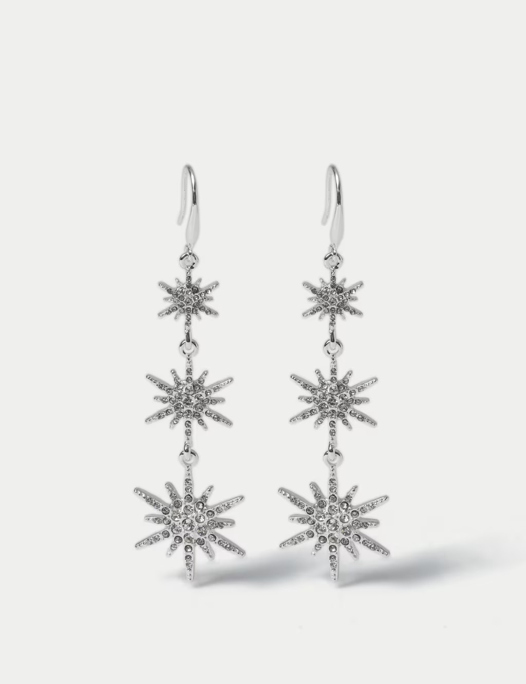 Christmas Silver Tone Triple Star Drop Earrings | Marks & Spencer (UK)