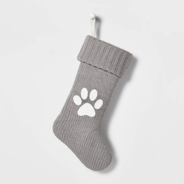 Knit Christmas Stocking Paw Print Gray - Wondershop™ | Target