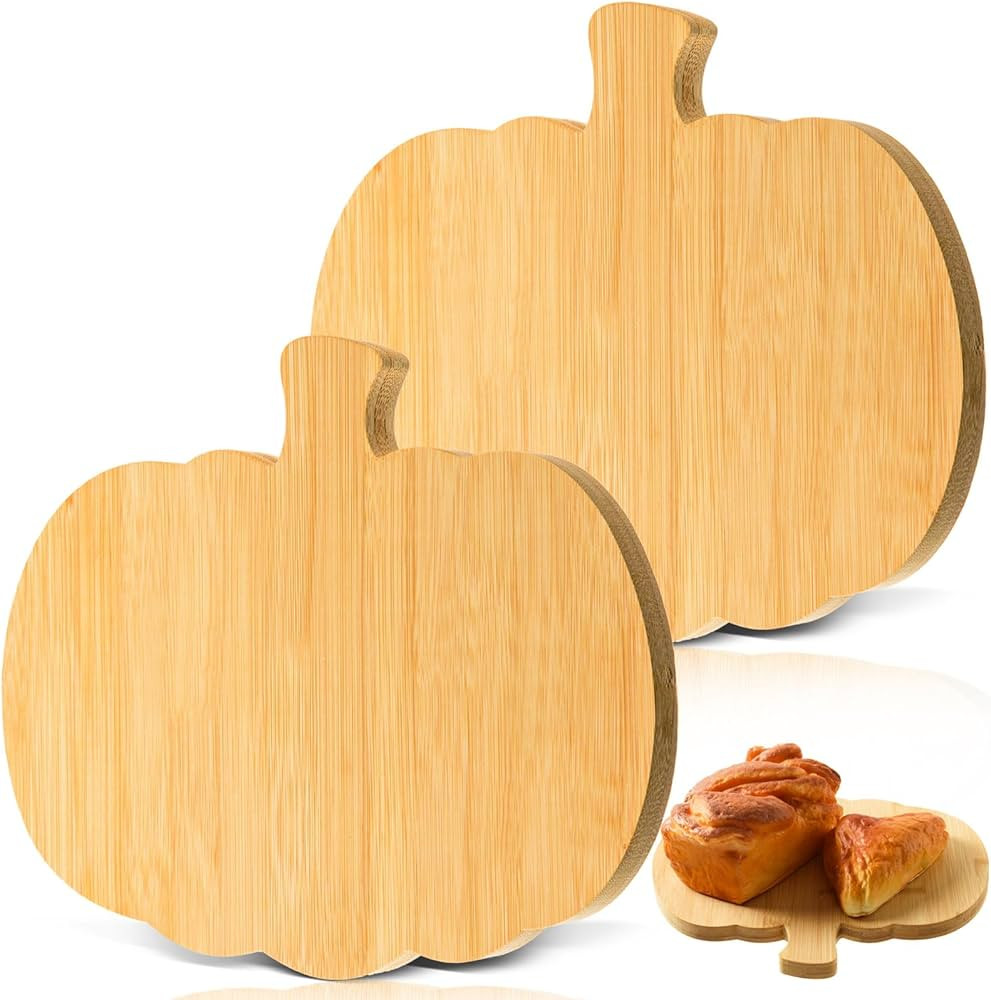 AWIZOM 2 Pack Thanksgiving Pumpkin Bamboo Serving Boards Wooden Pumpkin Cutting Boards Wood Charc... | Amazon (US)