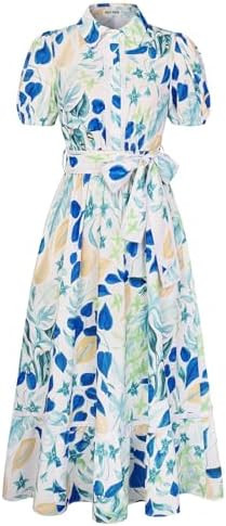 GRACE KARIN Women Summer Floral Maxi Dresses 2026 Wedding Guest Puff Sleeve Shirt Sundresses Boho... | Amazon (US)