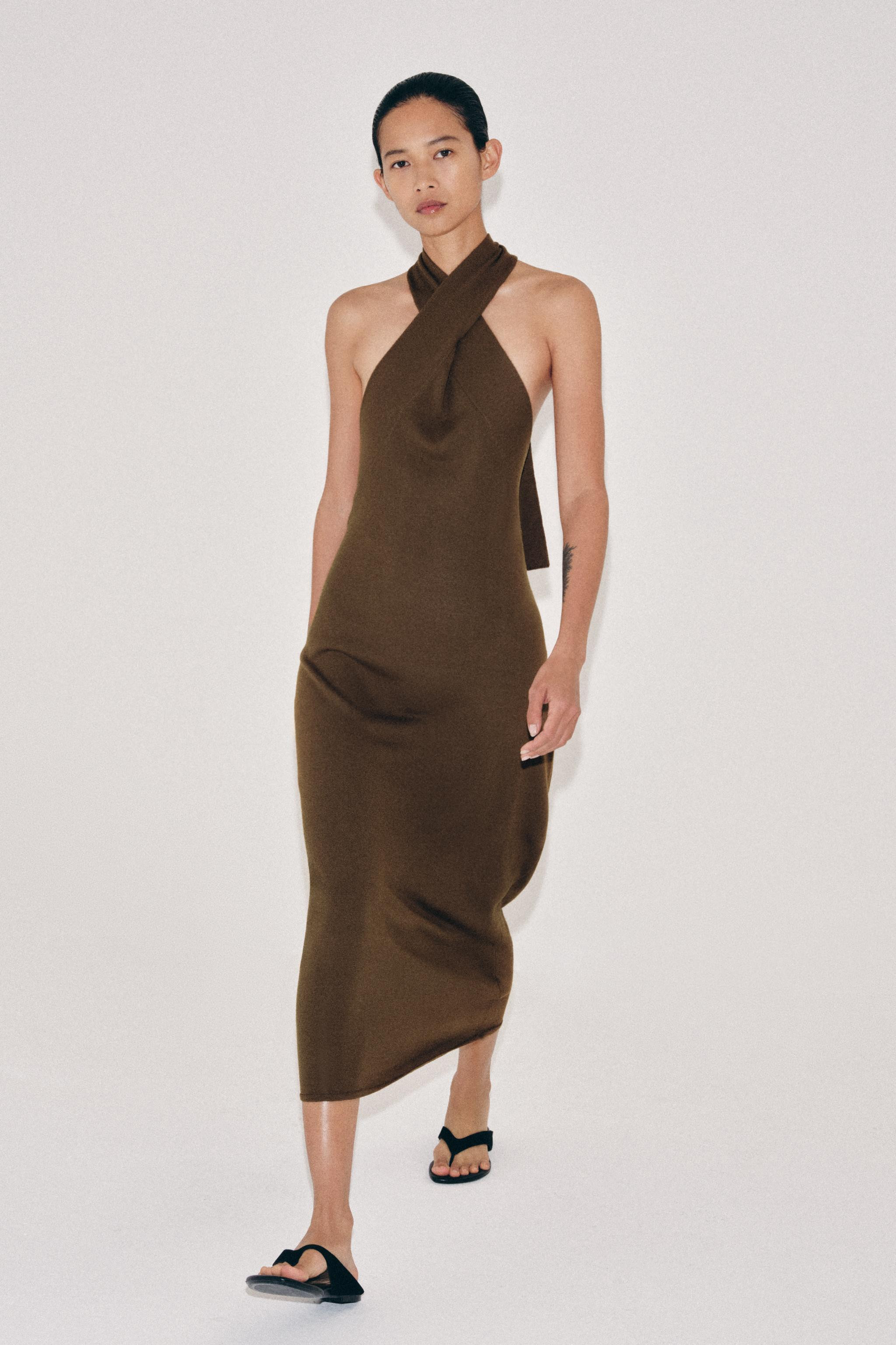 KNIT HALTER MIDI DRESS | Zara US