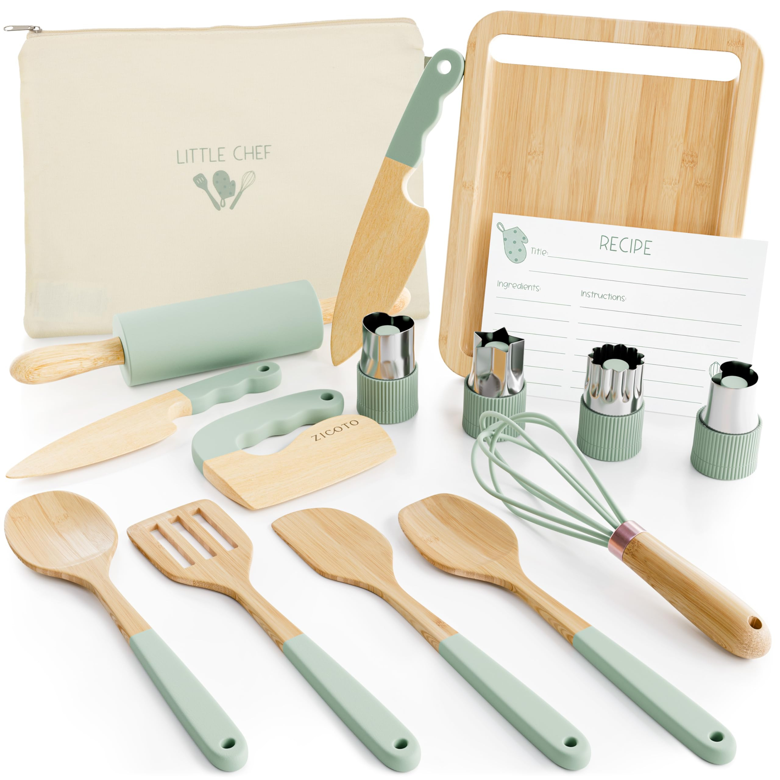 Wooden Cooking & Baking Set for Kids - Safe & Real Kitchen Tools Give Toddlers a Fun Cooking Expe... | Amazon (US)