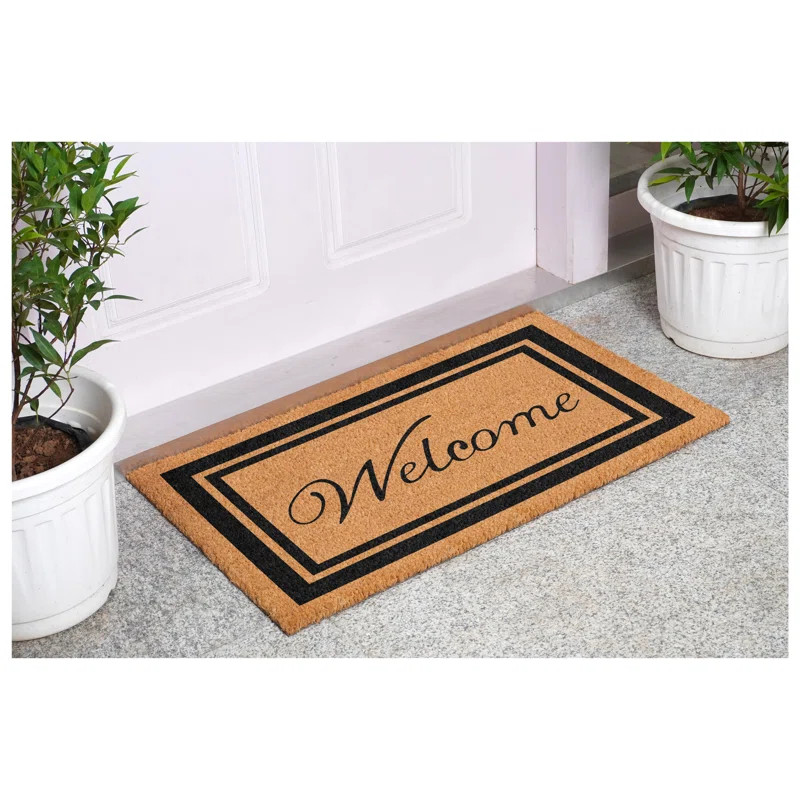 Create a warm first impression with this classic welcome doormat. Designed with a simple border a... | Wayfair North America