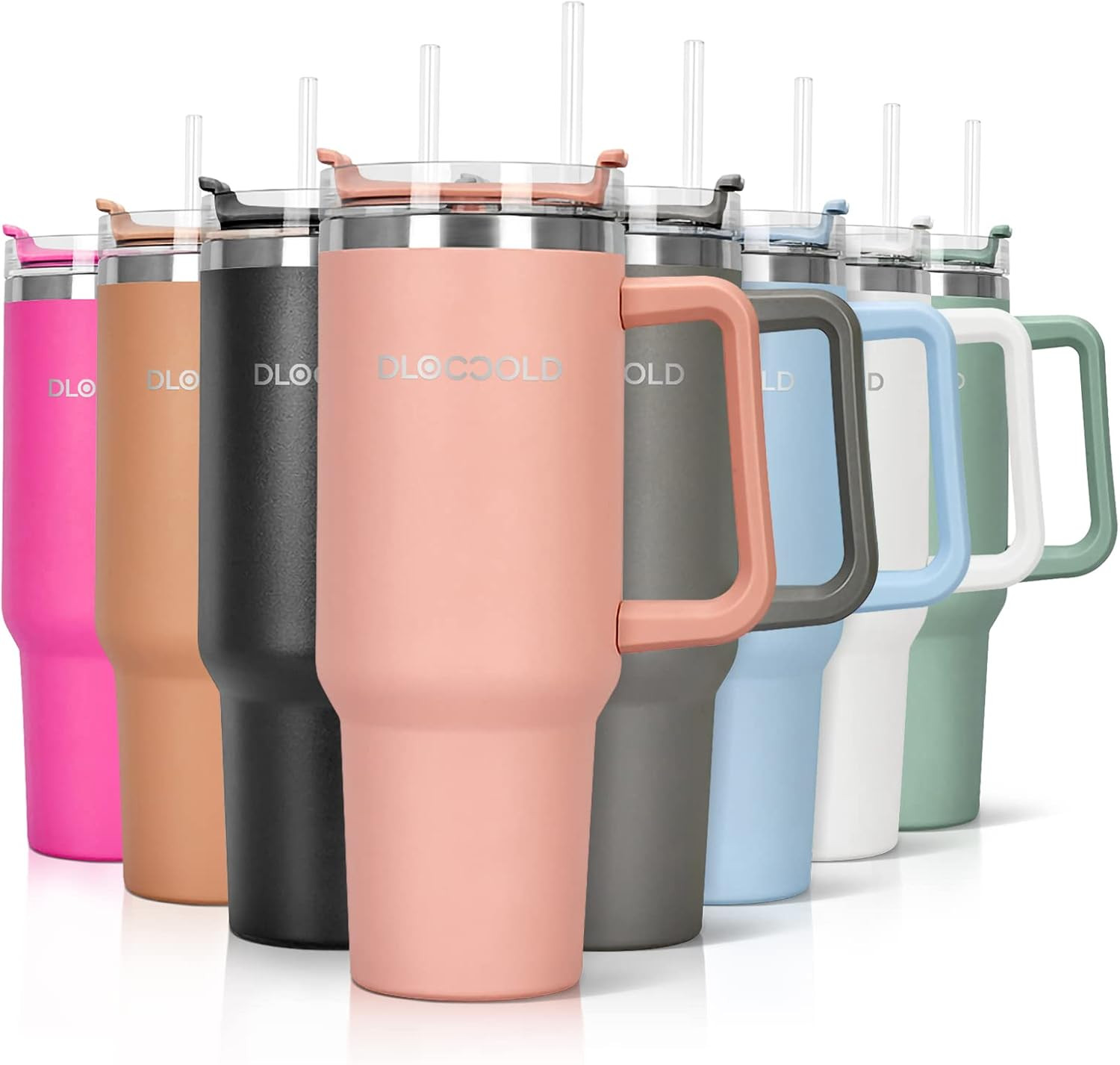 DLOCCOLD 40 oz Tumbler with Handle, Insulated Tumbler with Lid and Straw, Stainless Steel Coffee ... | Amazon (US)