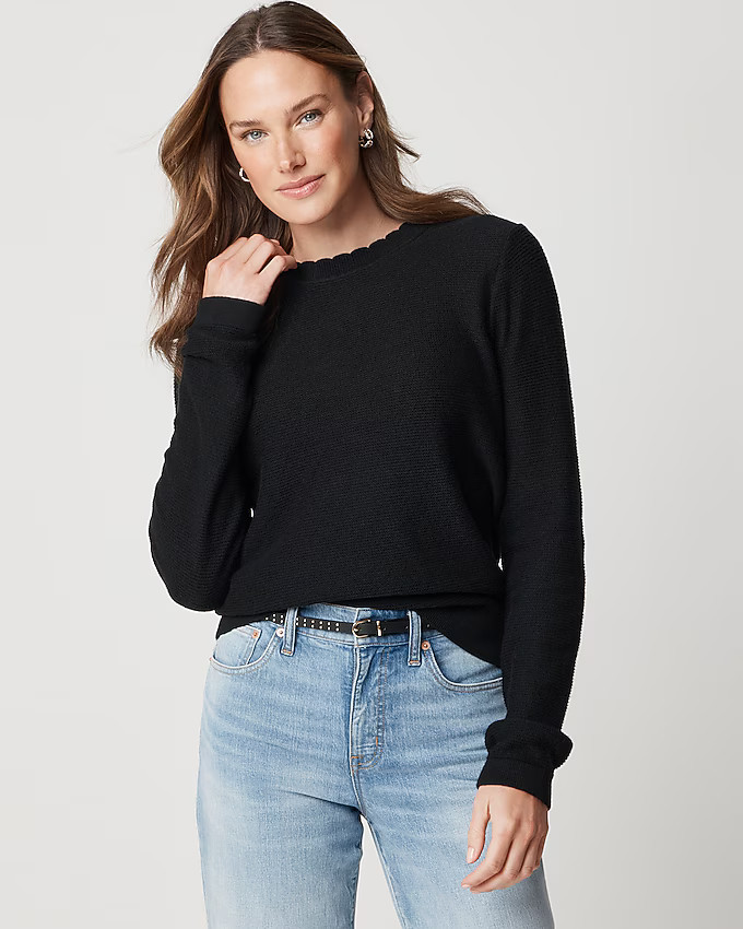 Scalloped crewneck sweater | J.Crew Factory