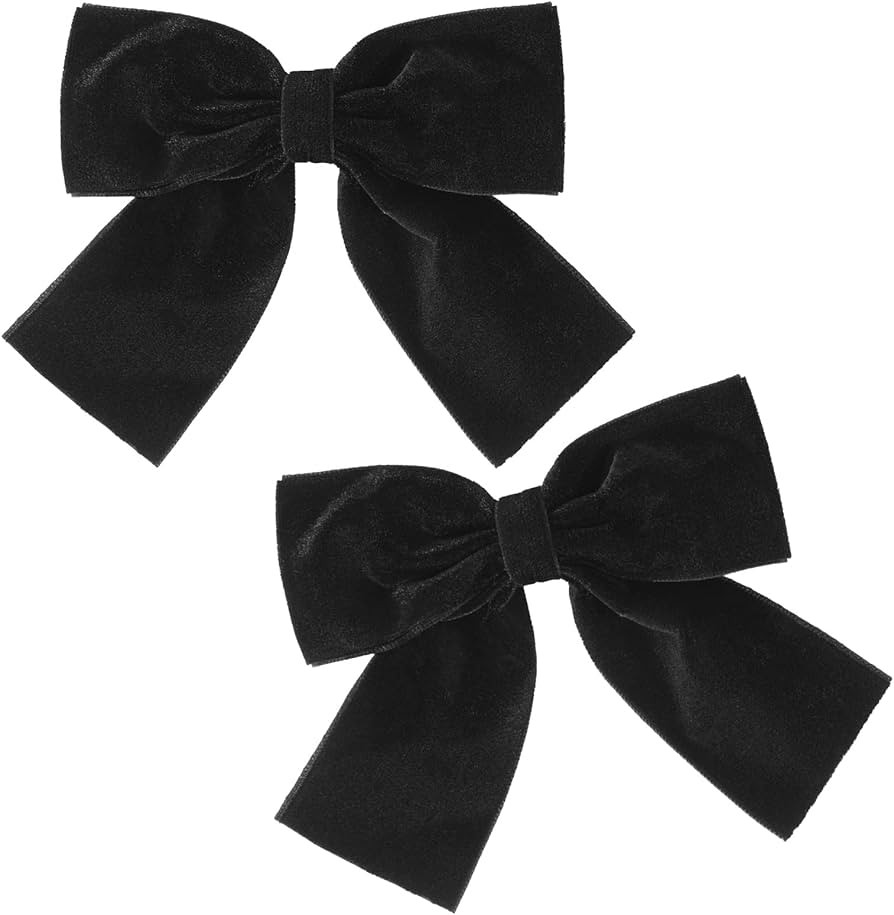 2PCS Velvet Hair Bows Black Hair Ribbon Clips 4" Big Fall Alligator Clips Hair Accessories for Wo... | Amazon (US)