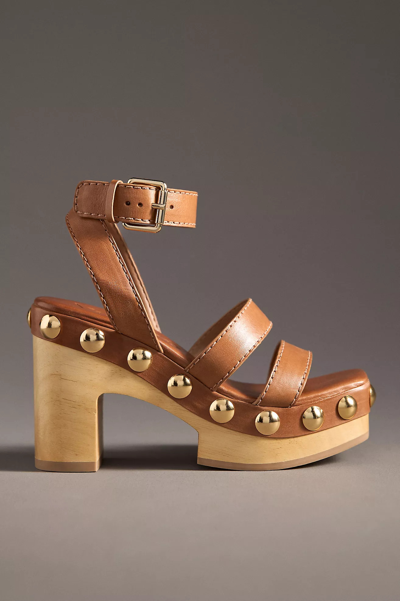 Vicenza Wood-Bottom Studded Platform Sandals | Anthropologie (US)