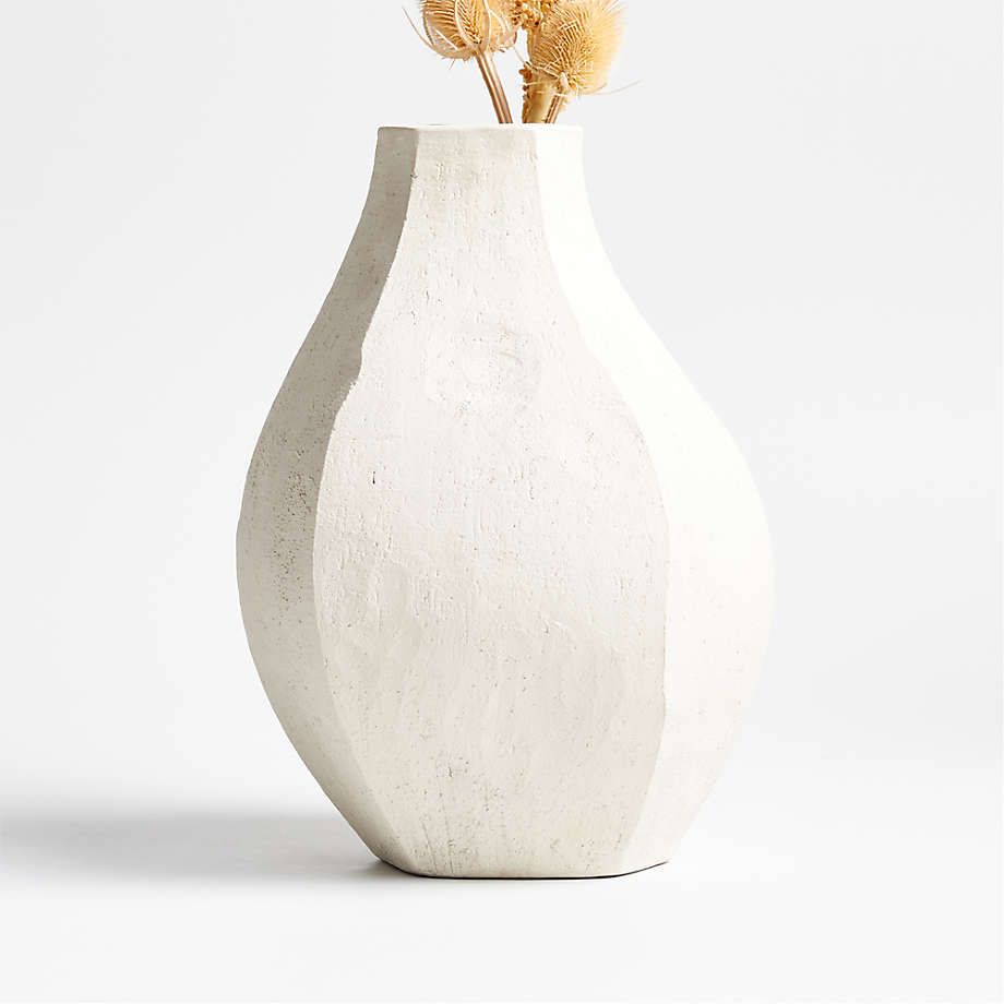 Facette White Vase 8.5" by Athena Calderone + Reviews | Crate & Barrel | Crate & Barrel