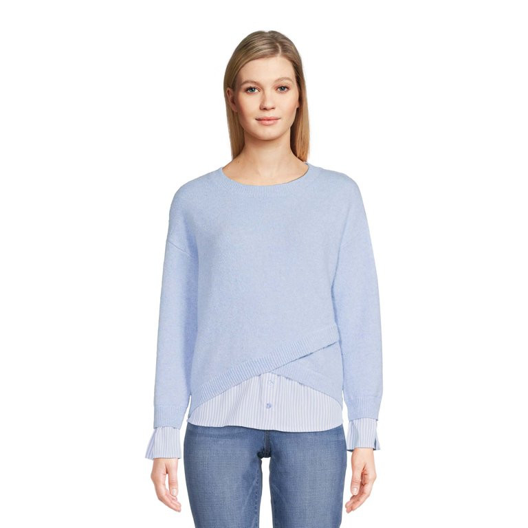 Time And Tru Women's Two-Fer Sweater Top | Walmart (US)