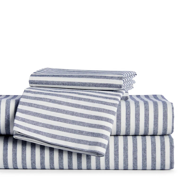 Fari Cotton Blend Percale Striped Sheet Set | Wayfair North America