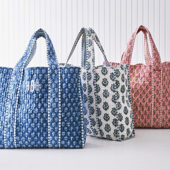 Block Print Quilted Oversized Tote | Mark and Graham