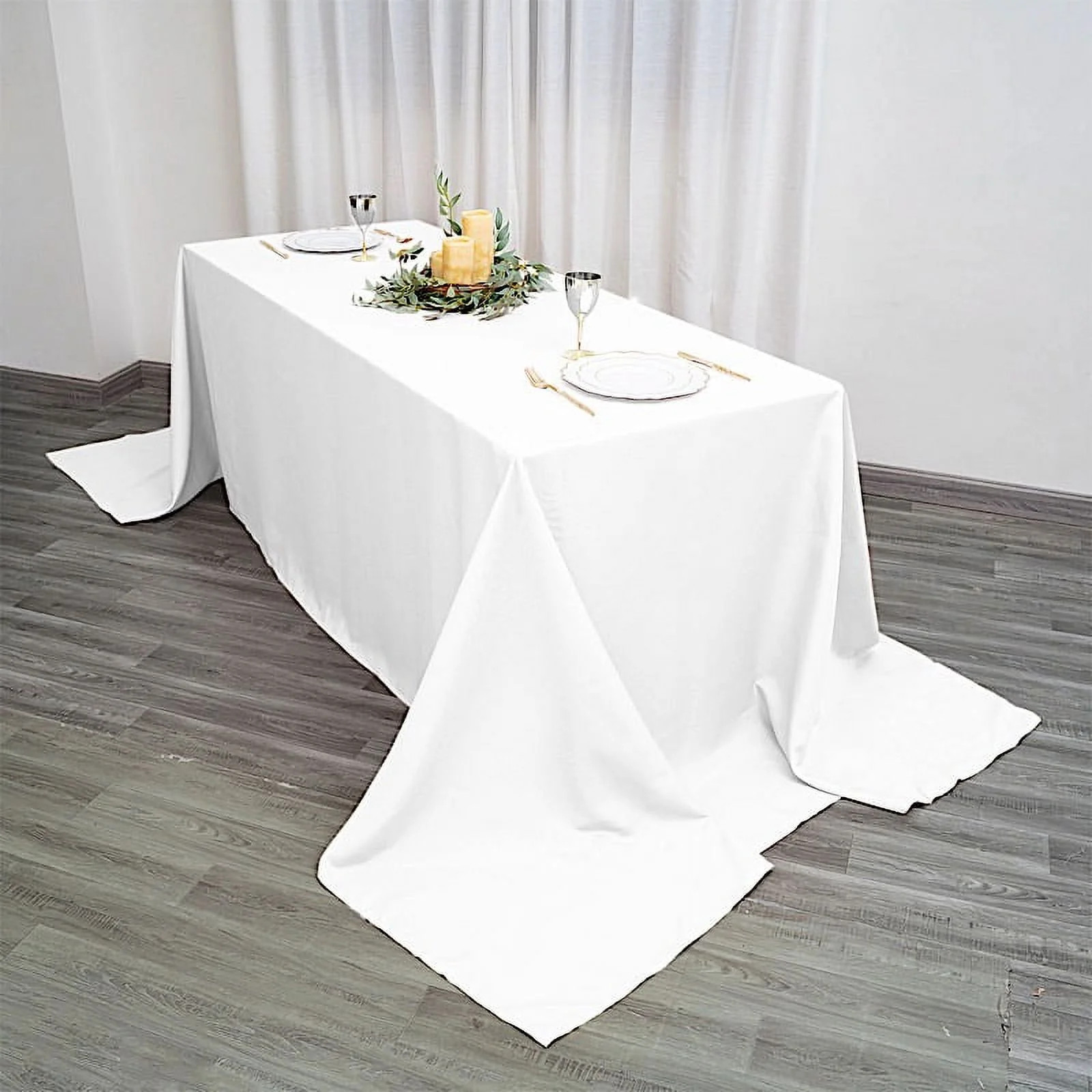 BalsaCircle 90" x 156" Polyester Rectangular Tablecloth White | Walmart (US)