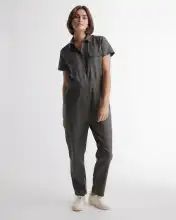 Cotton Linen Twill Short Sleeve Coverall Jumpsuit | Quince