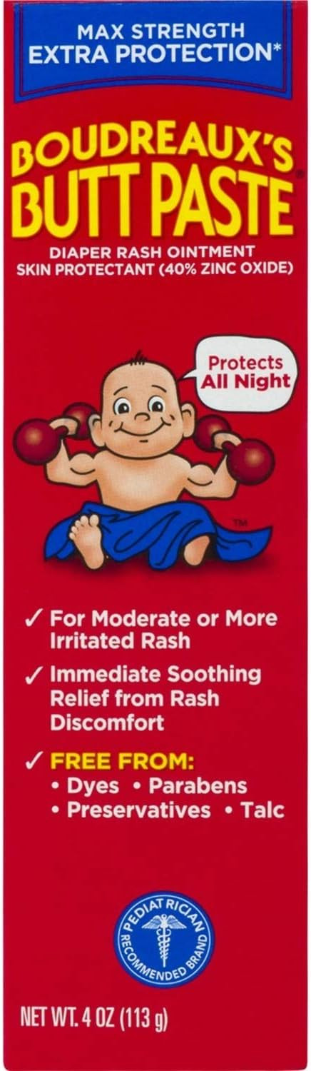 Boudreaux's Butt Paste Diaper Rash Cream, Maximum Strength, 4 Oz Tube | Amazon (US)