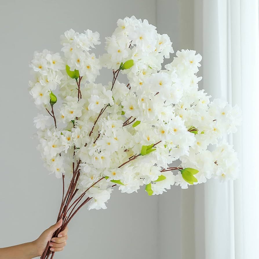 Artificial Flowers Cherry Blossom Branches 42 Inch Fake Silk Cherry Blossom Flowers Arrangements ... | Amazon (US)