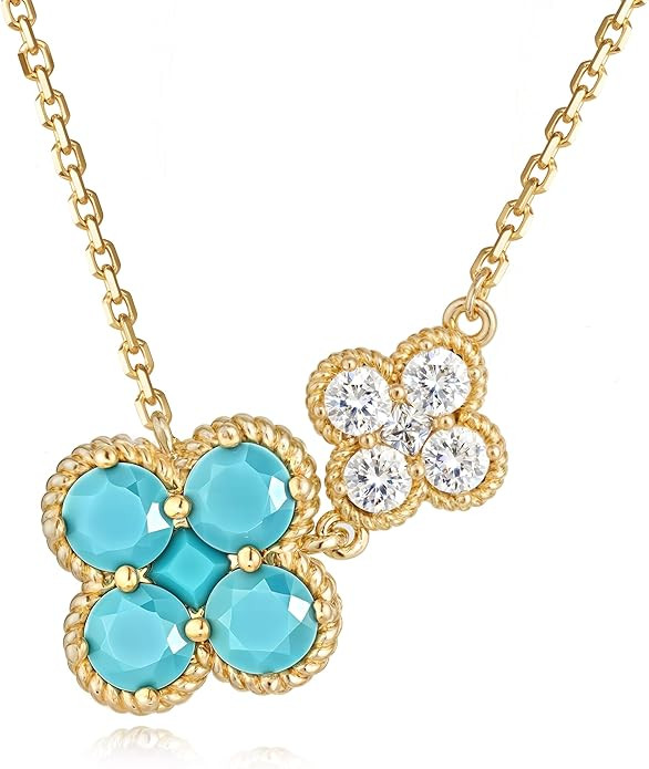 Gold Necklace for Women Birthstone Necklace for Women 14K Gold Plated Dainty Four Leaf Clover Cub... | Amazon (US)