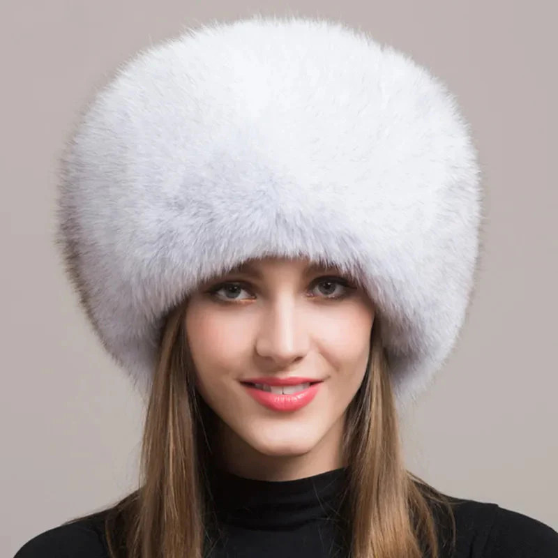 Adira Fox Fur Women Hat with Earmuffs natural fox white | Casual Chic Boutique