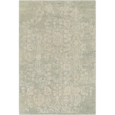 Straley Floral Handmade Tufted Wool Sage Green/Cream Area Rug | Wayfair North America