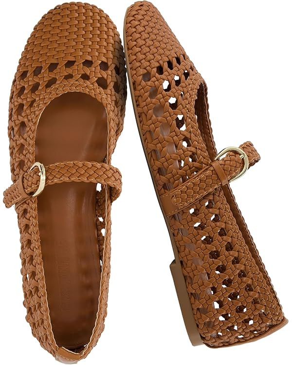 CUSHIONAIRE Windsor Woven Womens Flats with Adjustable Strap – Comfortable Mary Jane Ballet Fla... | Amazon (US)
