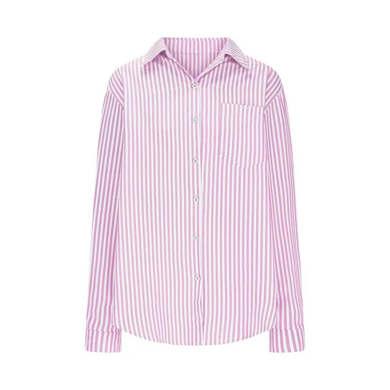 Karight Striped Button Down Shirts for Women Dress Shirts Long Sleeve Casual Collared Office Work... | Walmart (US)