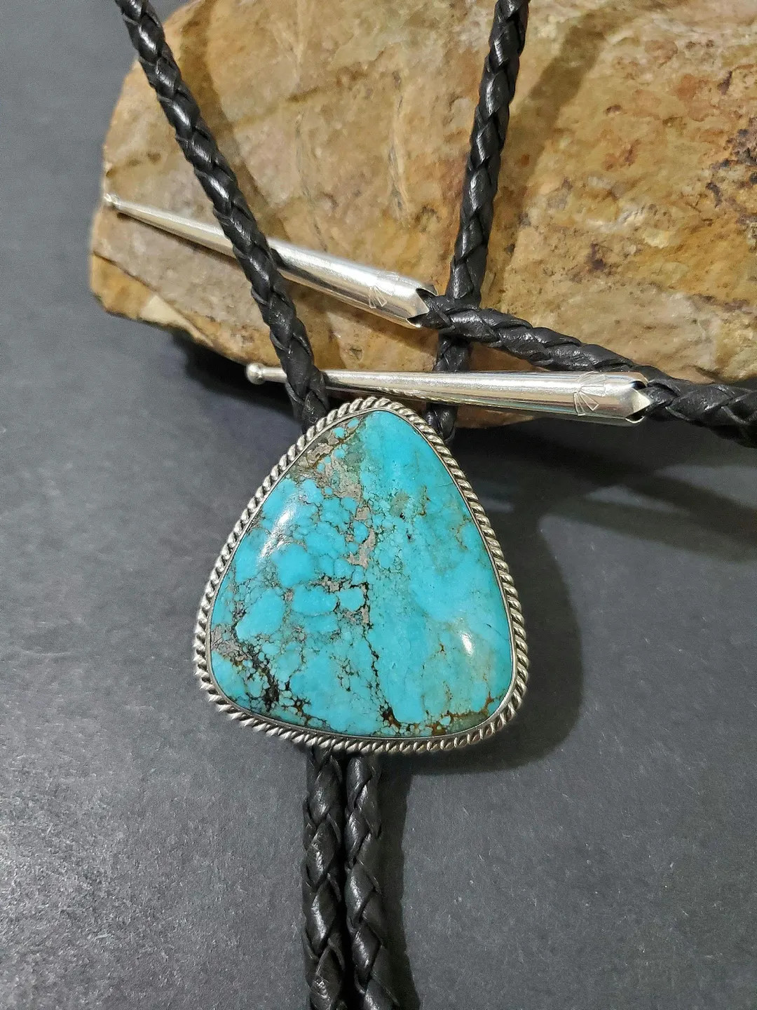 Turquoise Bolo Tie /blue Turquoise Bolo Tie/leather Bolo Tie /genuine 925 Sterling Silver Bolo/ma... | Etsy (US)