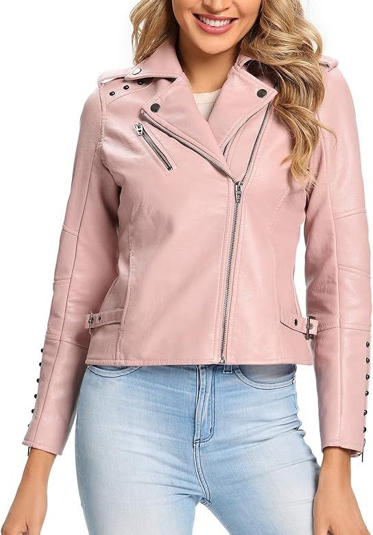 S P Y M Women's Faux Leather Fashion Quilted Moto Biker Jacket Plus size and Regular Size | Amazon (US)