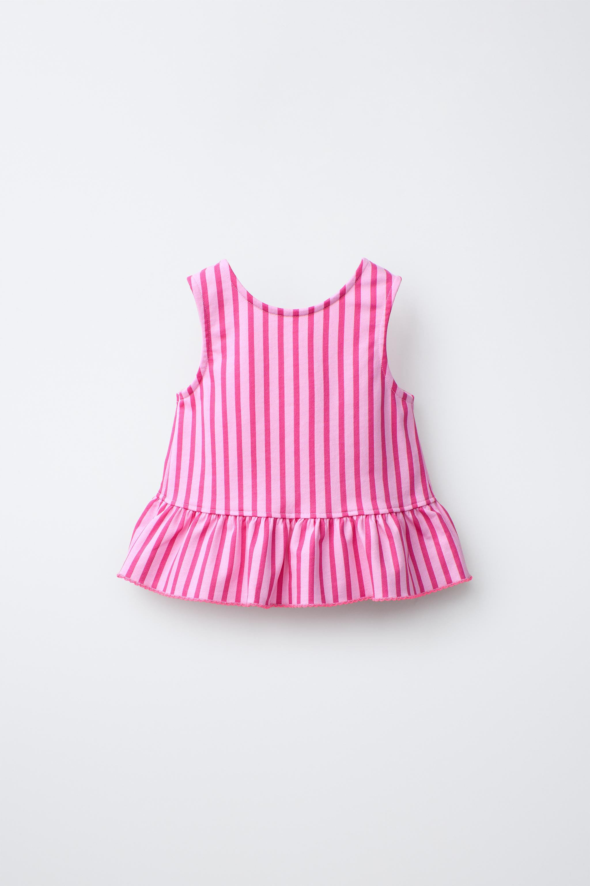 STRIPED PEPLUM T-SHIRT WITH CONTRASTING PIQUET | Zara US