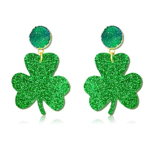 INLOLLY St Patricks Day Earrings Leather St Patricks Day Accessories for Women Cute Shamrock Earrings Jewelry Shirt Costume Gifts | Amazon (US)
