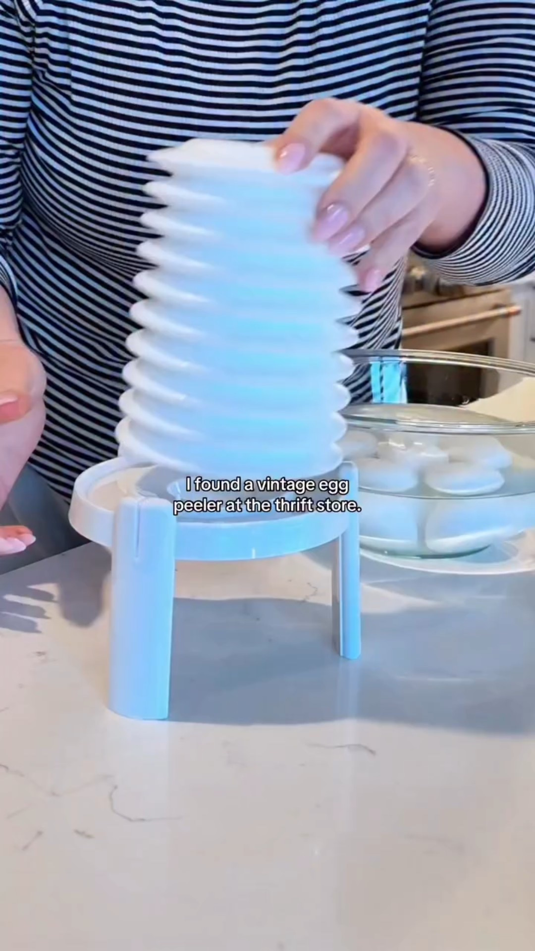 I found a vintage egg peeler at the thrift store. Just blows that egg right out of the shell. #InterestingThings #VintageFinds #90skitchen