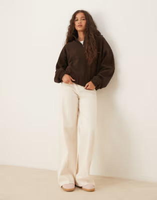 ASOS DESIGN half zip polar fleece in chocolate | ASOS | ASOS (Global)