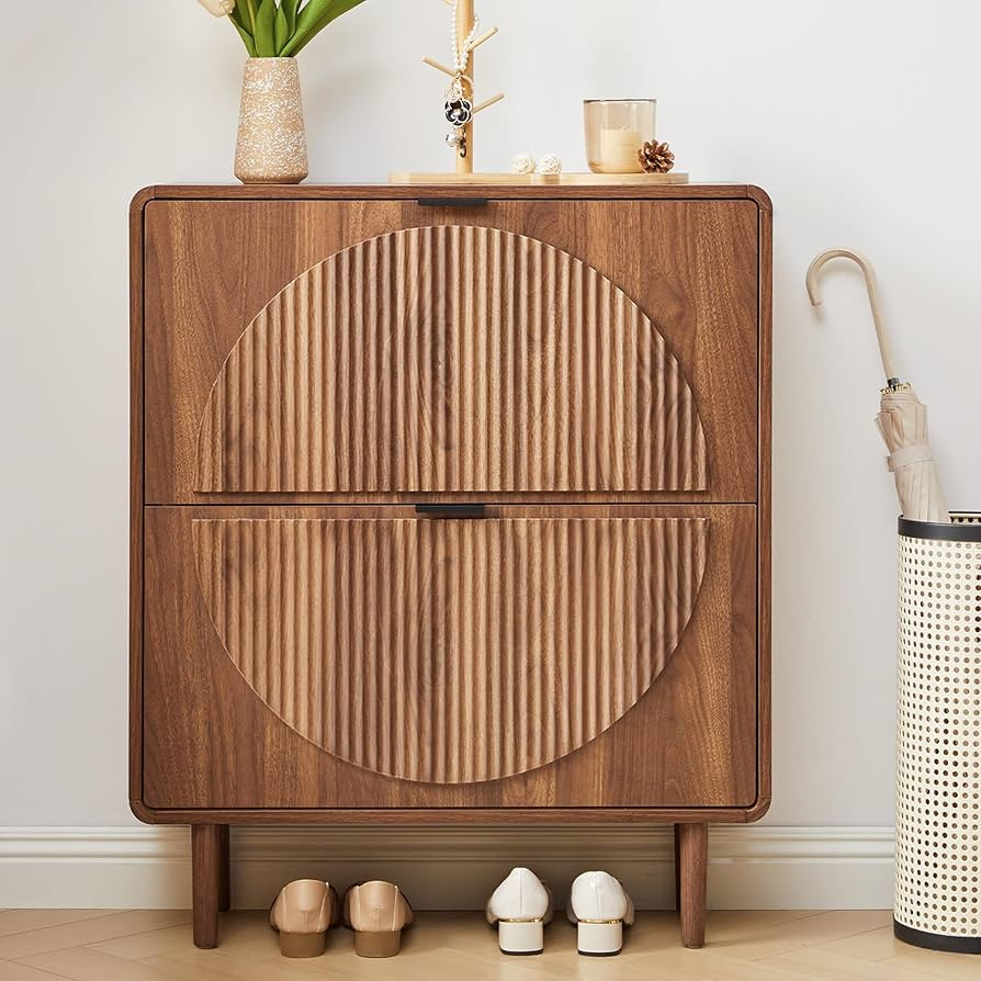 Turtle&Myrtle Modern Shoe Storage Cabinet for Entryway, Narrow Shoe Organizer Cabinet, 2-Tier Fli... | Amazon (US)