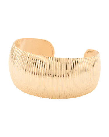 Made In Italy 18kt Gold Plated Ribbed Cuff Bracelet | TJ Maxx