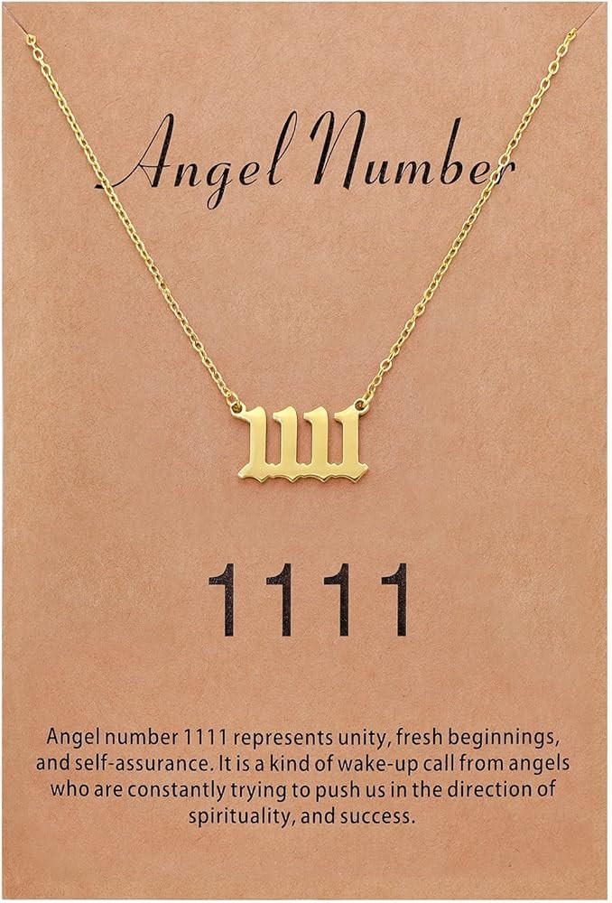 Sunique Angel Number Necklace for Women Dainty Gold Plated Number Necklace Numerology Jewelry Gif... | Amazon (US)