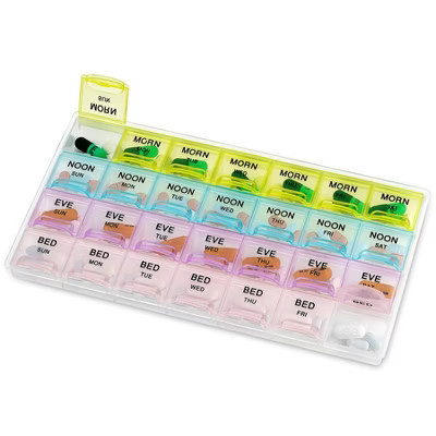 MEDca Pill Organizer: Large Organizer w/ Weekly and Daily 4-Times/Day Compartments for Morning, Noon, Evening, Night: BPA-Free | Target