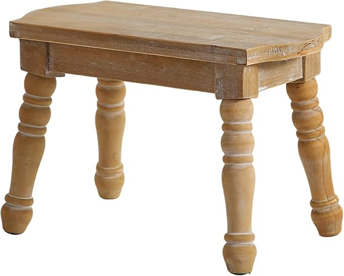 100% Solid Wood Step Stool, Rustic Farmhouse Wooden Stool for Adults, Small Plant Stool, Foot Sto... | Amazon (US)