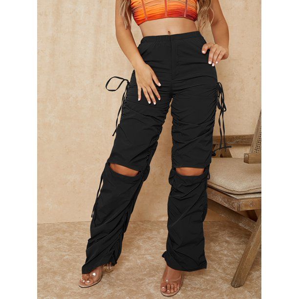Women's Cut Out Drawstring Side Pants 66313W22112 - Walmart.com | Walmart (US)