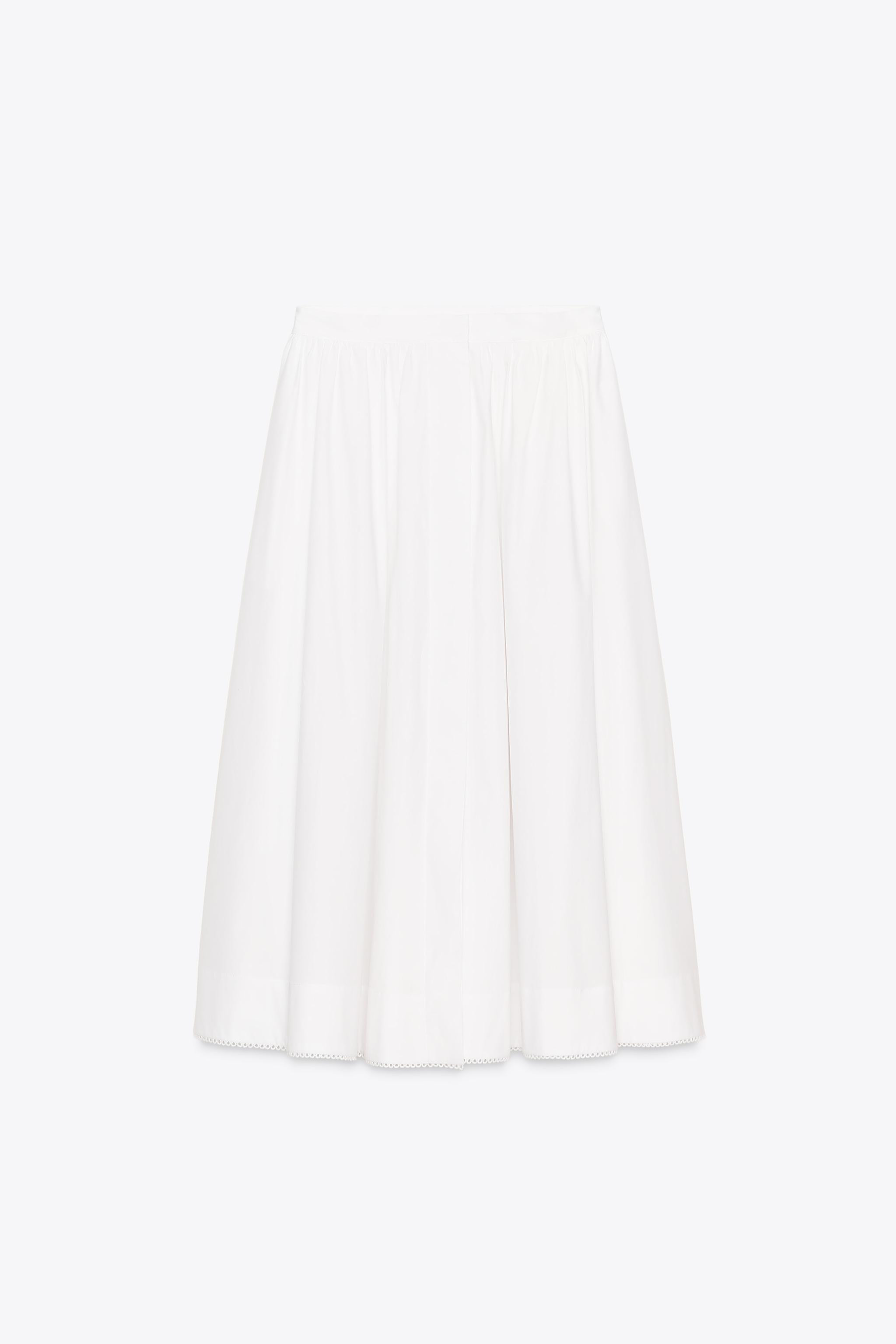 ZW COLLECTION POPLIN MIDI SKIRT | Zara US