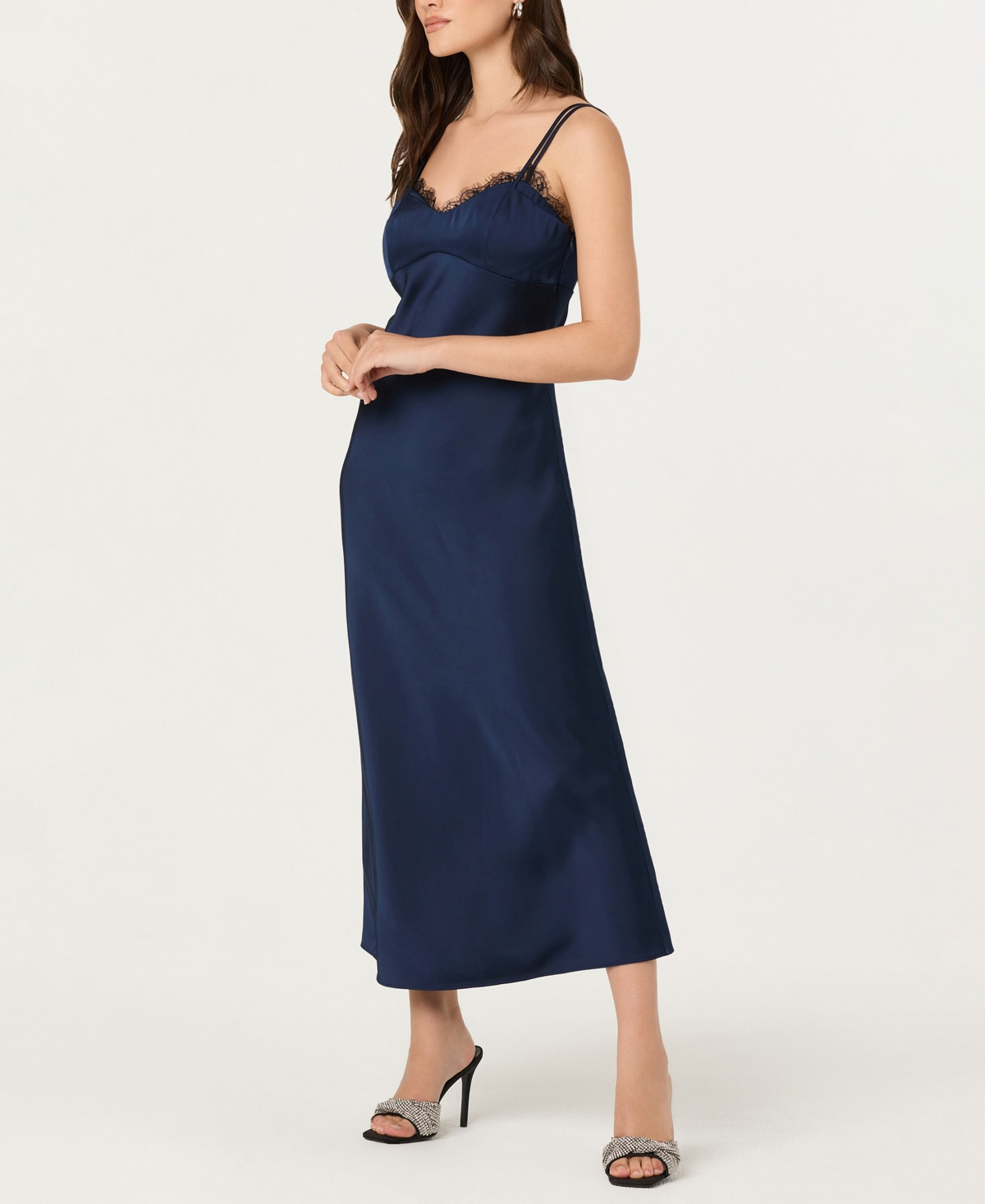 Astr the Label Women's Nevaeh Sweetheart Neck Midi Dress - Navy | Macy's