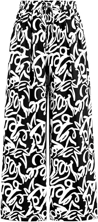 PRETTYGARDEN Womens Pants Elastic Waist Floral Lightweight Palazzo Pants for Women Casual Lounge ... | Amazon (US)