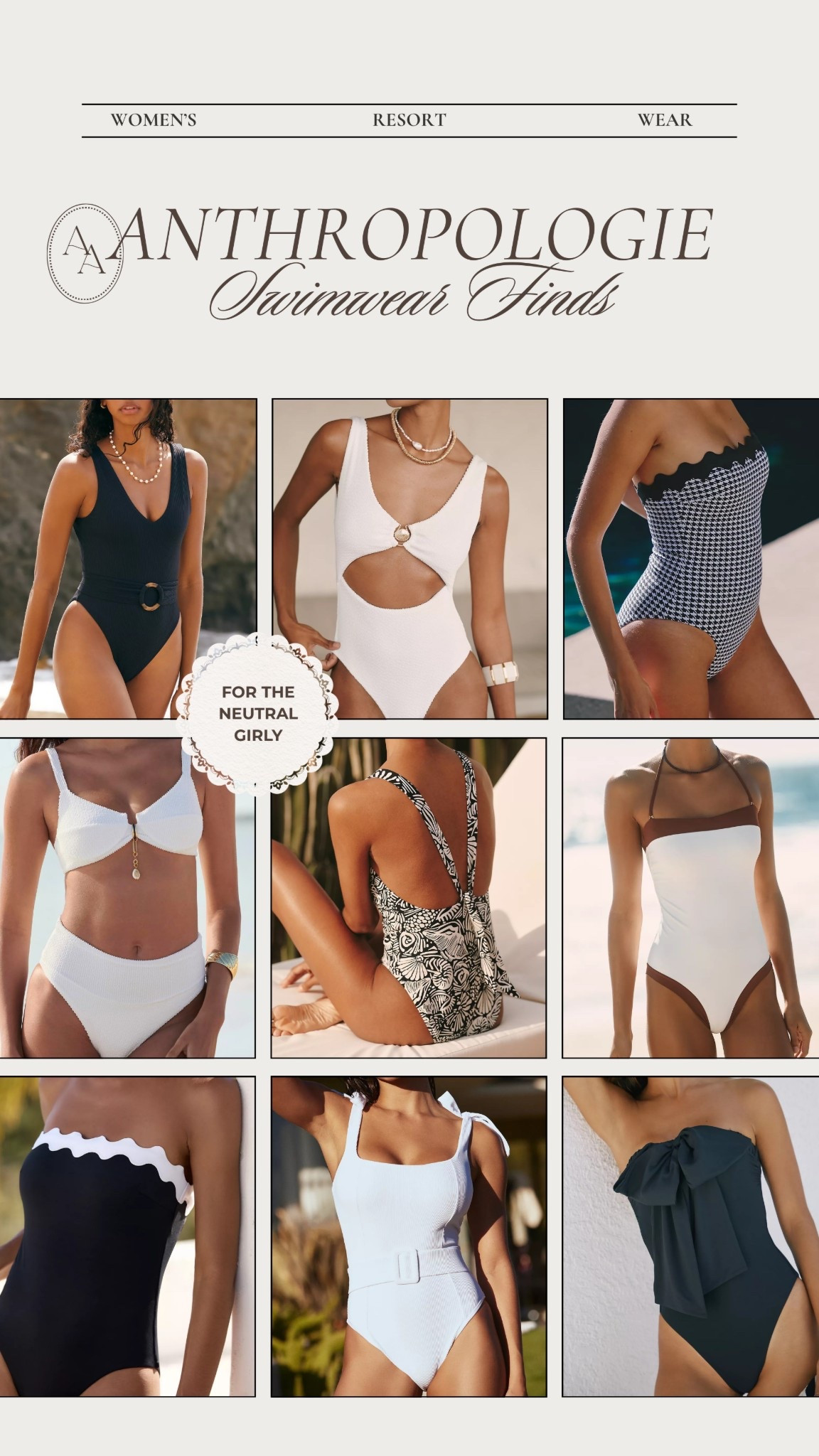 Anthropologie swimwear finds || women’s swimsuits || resort wear || one piece swim suits || two piece swimsuits || neutral swimsuits || trendy swimwear 

#LTKSwim #LTKSeasonal #LTKTravel