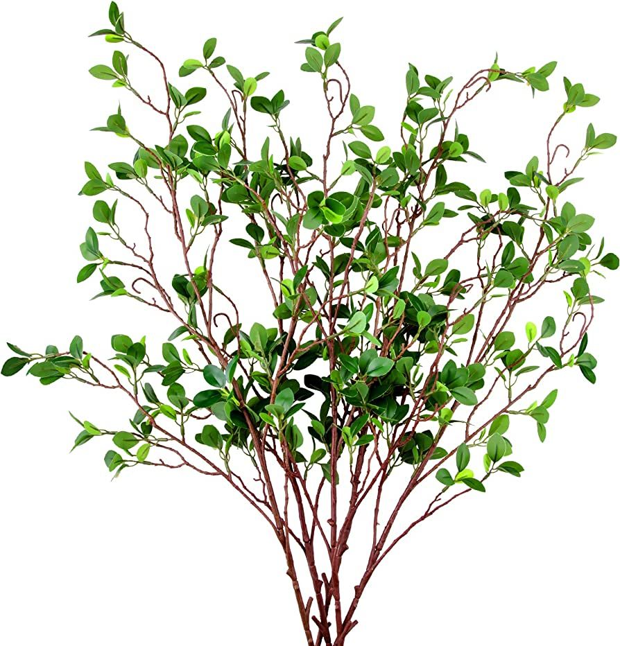 AUSTOR 5 Packs 45" Artificial Ficus Stems Faux Green Stems Ficus Branches Leaf Stem Fake Green Bu... | Amazon (US)