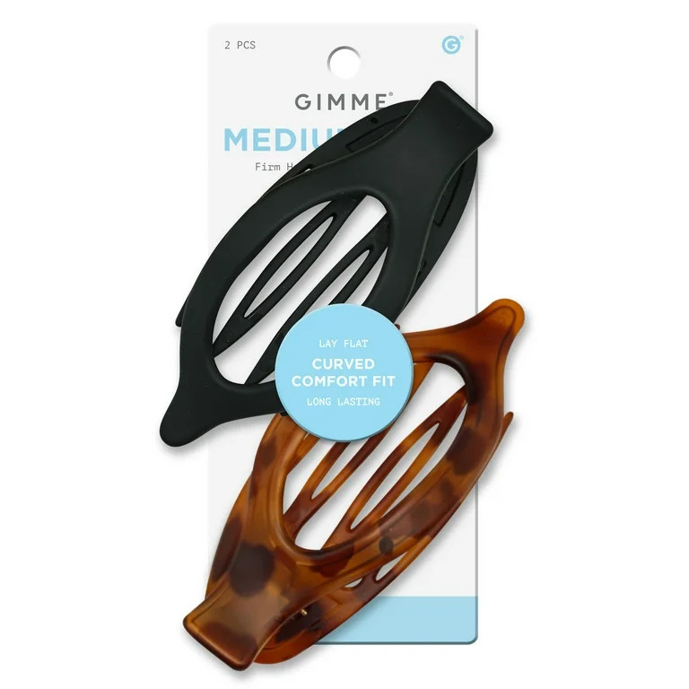 Gimme Beauty Claw Clip Medium Oval Lay-Flat Black/Tortoise 2 Count | Walmart (US)