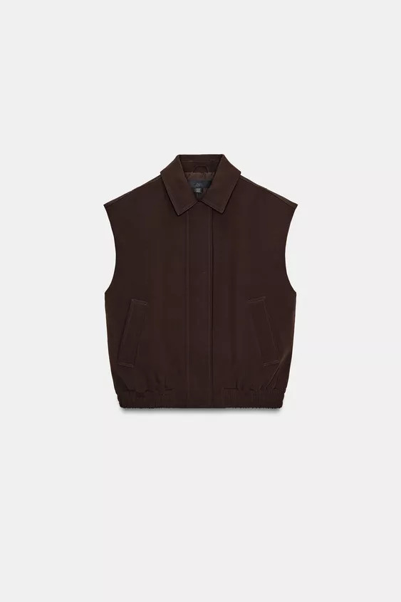 ELASTIC HEM SHOULDER PAD VEST | Zara US