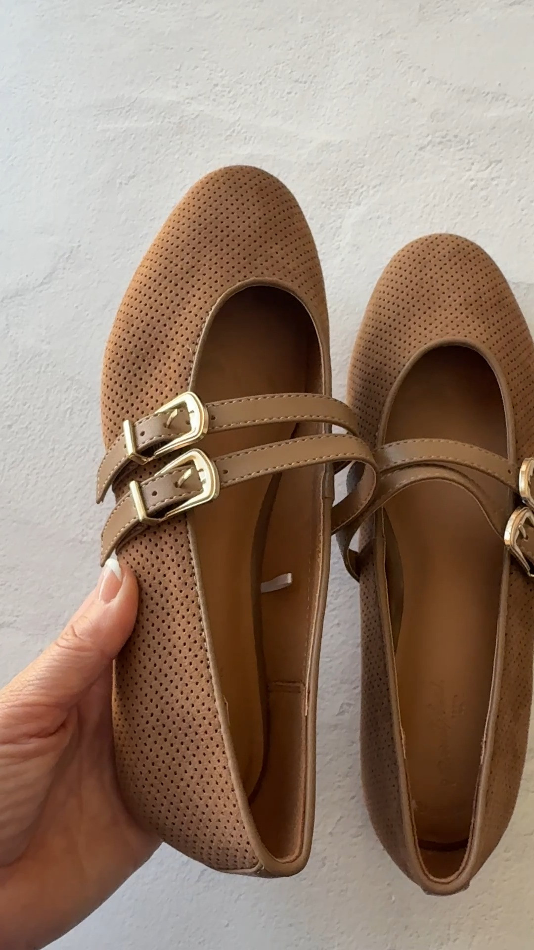 Fall Mary Jane flats 🤎 Taupe perforated suede double-buckle Mary Jane flats (Universal Thread / Target). A trendy  flat that pairs perfectly with trousers, jeans, and fall workwear.

#LTKmomlife #LTKWorkwear #LTKSeasonal
