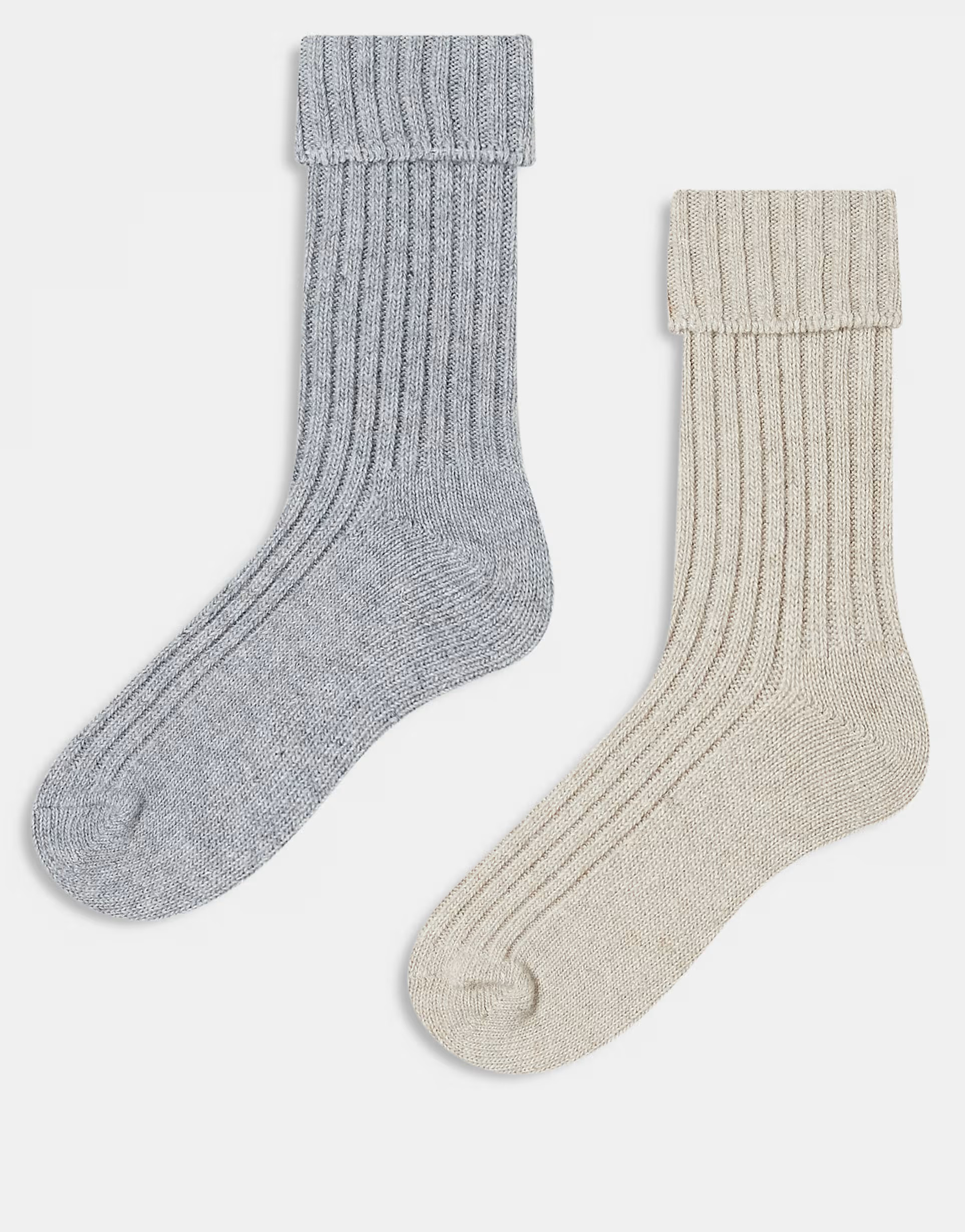 ASOS DESIGN 2 pack wool boot ankle socks in light grey and oatmeal | ASOS | ASOS (Global)
