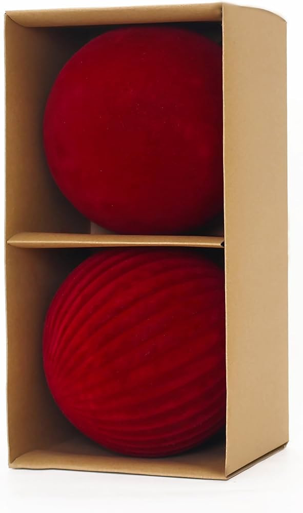 6inch Big Velvet Christmas Ornaments for Xmas Trees, 2 pcs Flocked Christmas Balls Sets for Holid... | Amazon (US)